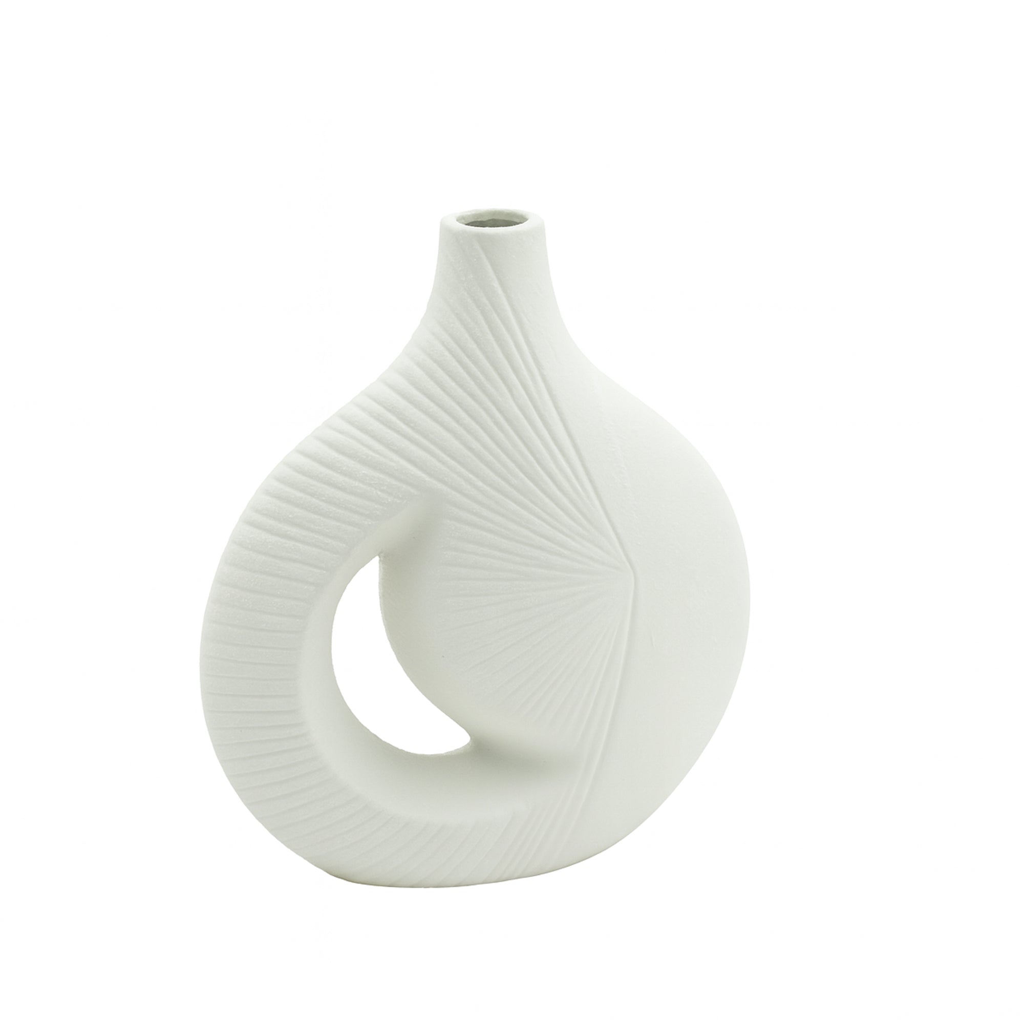 99600-20 Ceramic Vase – 25cm (H) – White Matte Textured Modern Design