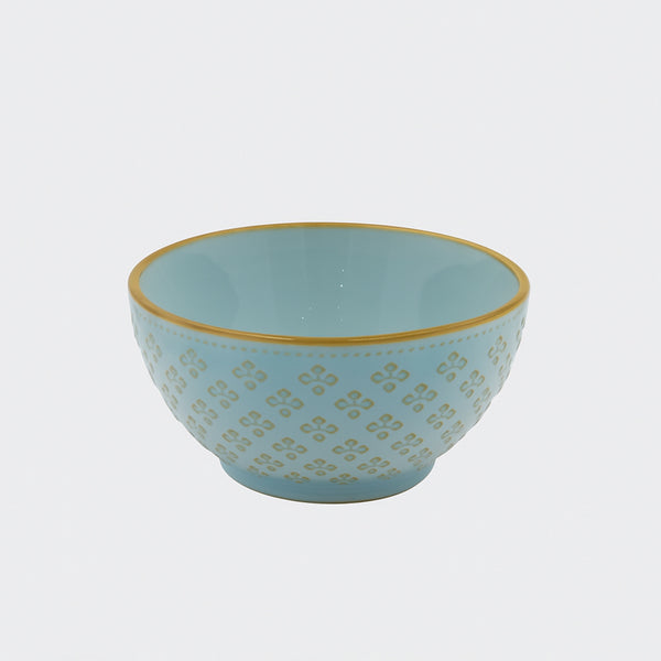 99582-17 – Ceramic Bowl – 5 Inches – Aqua Blue with  Brown Rim