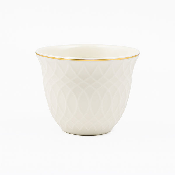 917 – Cawa Cup Set – 12 Pieces – White Porcelain with Gold Rim