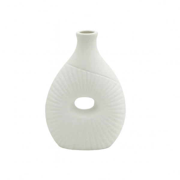 99601-08 Ceramic Vase – 20cm (H) – White Textured  Design