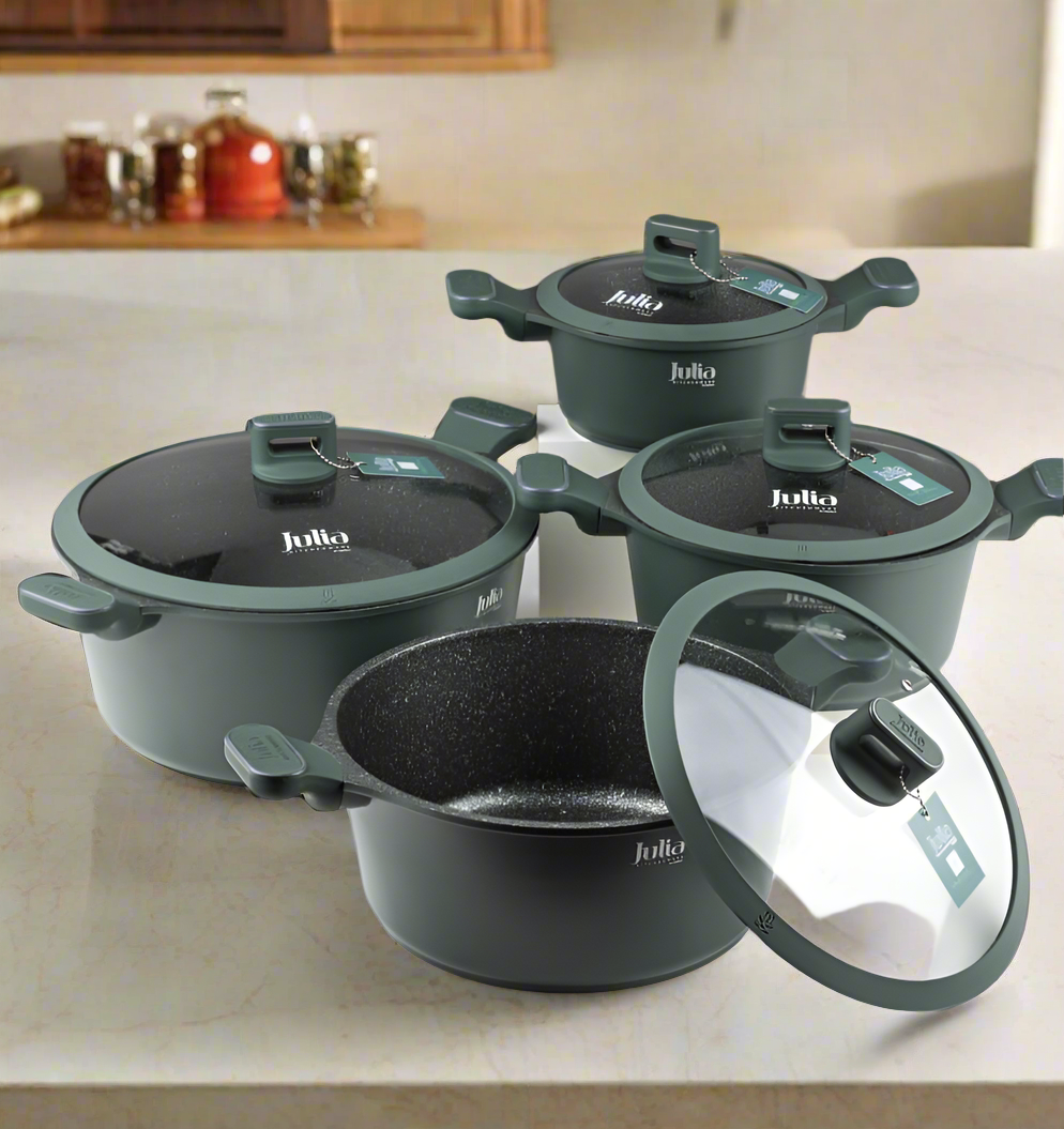 9209120 Julia Cookware Set Green 8Pc