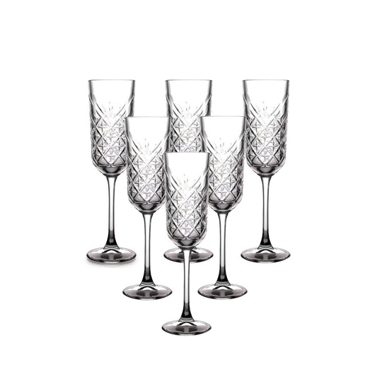 Wine Glass Set – 6-Piece – 180 ml – Elegant Crystal-Cut Design – DSJ0117