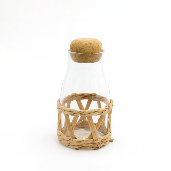 Glass Grain Jar with Cork Lid – Decorative Storage Bottle