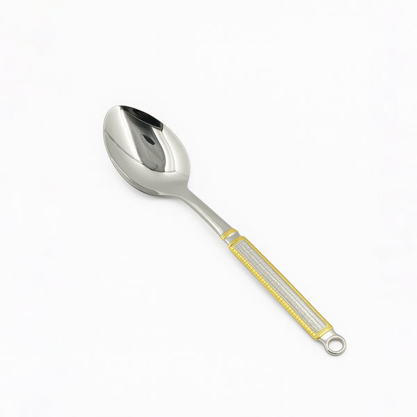 CUT0010295 Stainless Steel Pasting Spoon – Small – Silver with Gold Accent Handle
