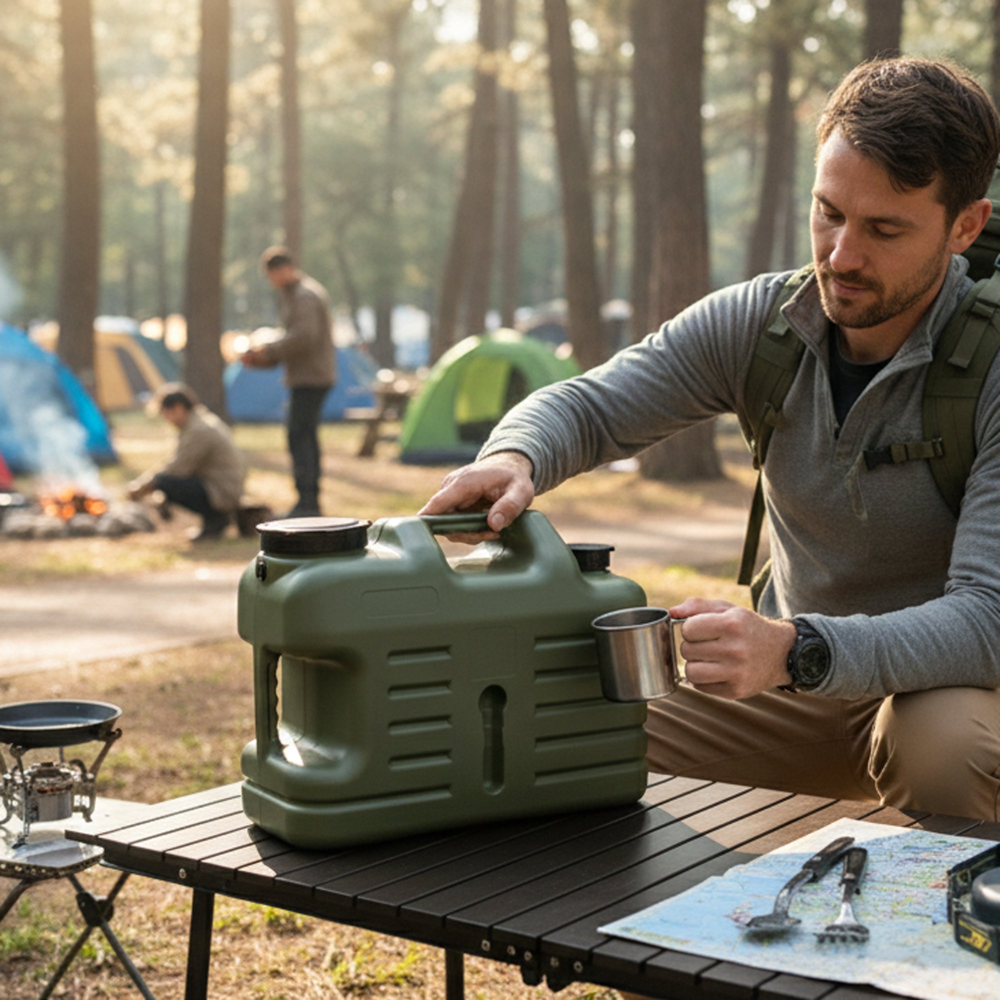 NA-80022 Camping Water Can – 20 Liter Portable Outdoor Water Container – Army Green