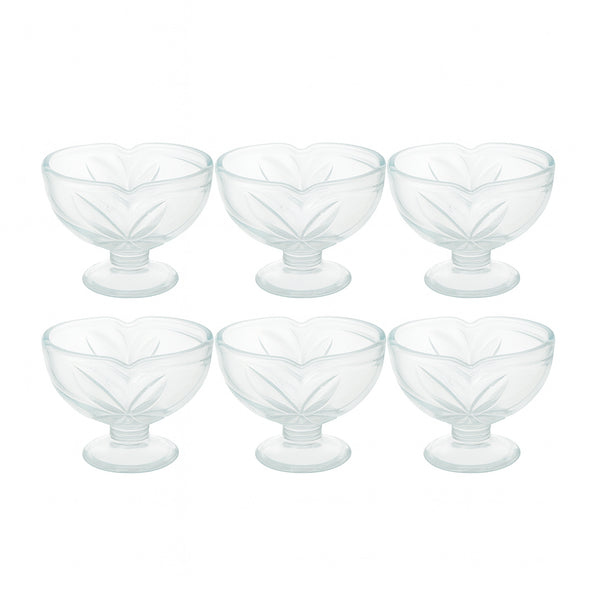VG245 Glass Ice Cream Cup Set – 6 Pieces – 140ml Elegant Clear Pedestal Dessert Bowls