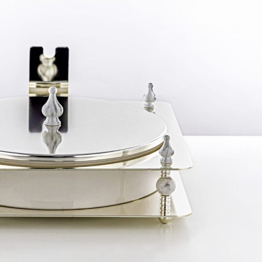 HM4109-S Candy Box – Elegant Silver Finish with Round Lidded Bowl and Decorative Stand