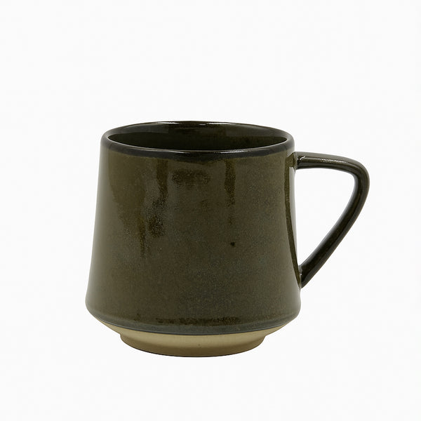 90389-04 – Ceramic Mug – Earthy Taupe Glaze with Modern Tapered Base Design