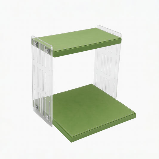 TR0043 – Acrylic Tray with Leather Base 2-Layer 15x30 / 30x30 cm – Green