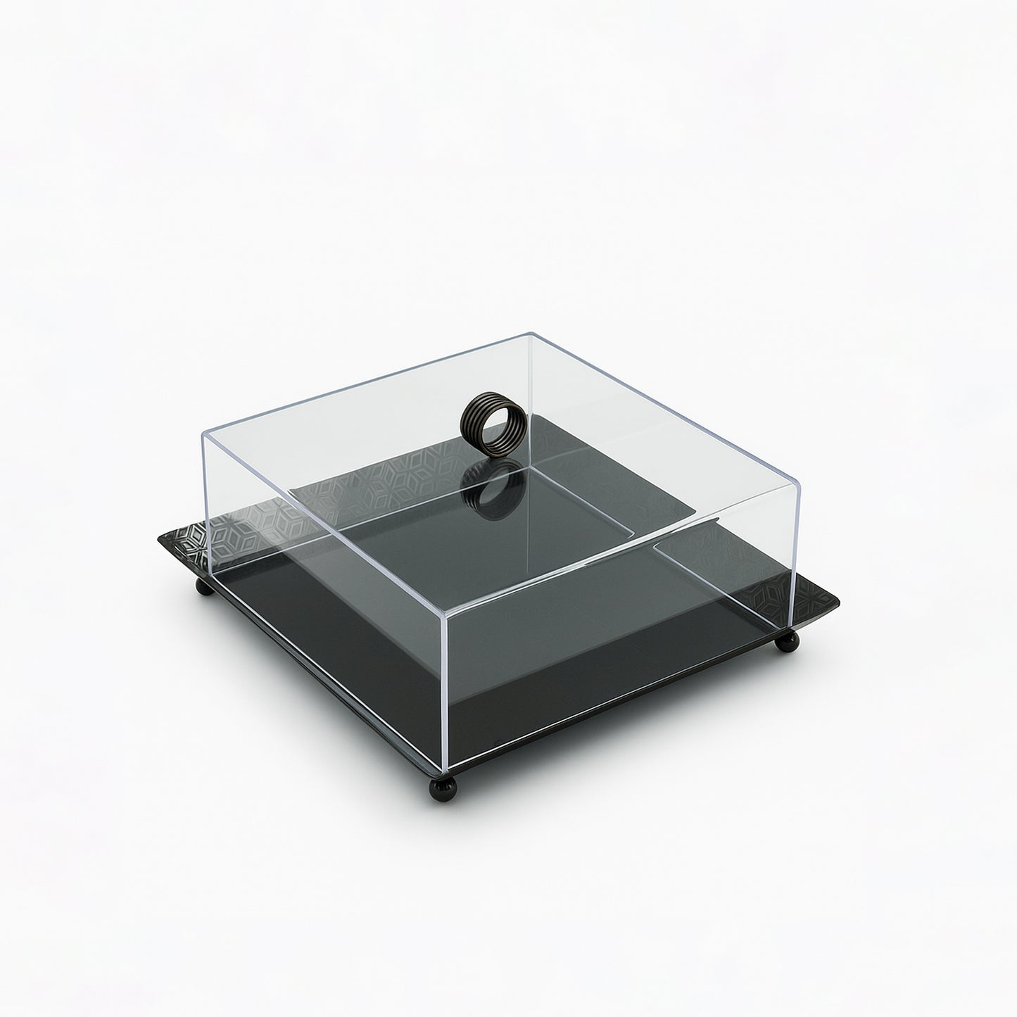 Acrylic Serving Tray with Lid – Black – 25cm (L) x 25cm (W) x 9cm (H) – VK1006B