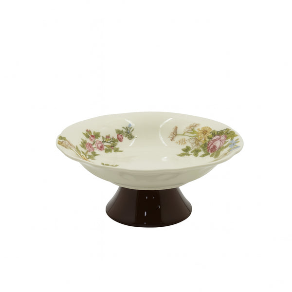 SC4082 Solecasa Fruit Bowl 7" – Floral Ceramic Pedestal Bowl