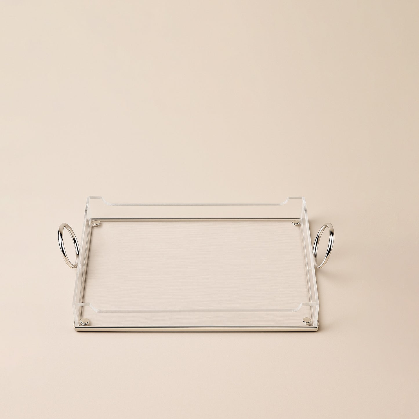 Acrylic Serving Tray with Handles Silver – 34 cm (W) x 23 cm (L) – CD-7495