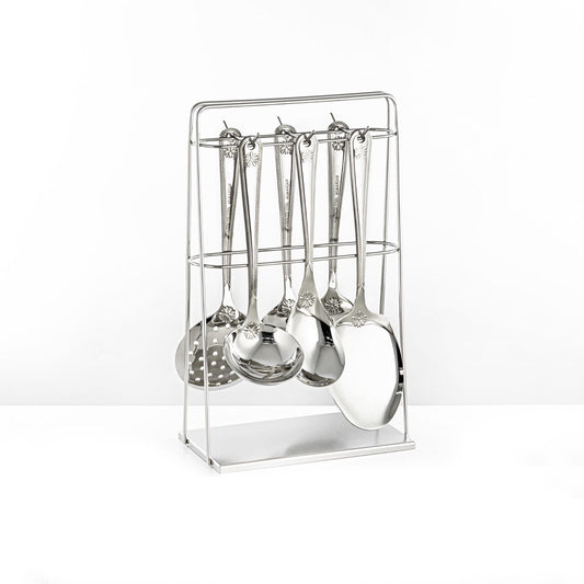 CUT0010381  7-Piece Stainless Steel Kitchen Tool Set with Stand –  Silver