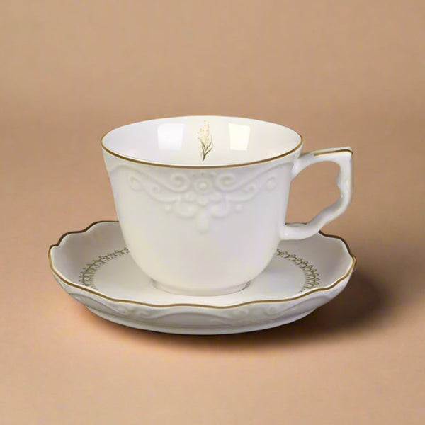 Ceramic Milk Cup & Saucer Set – 6 Piece  – SC3945