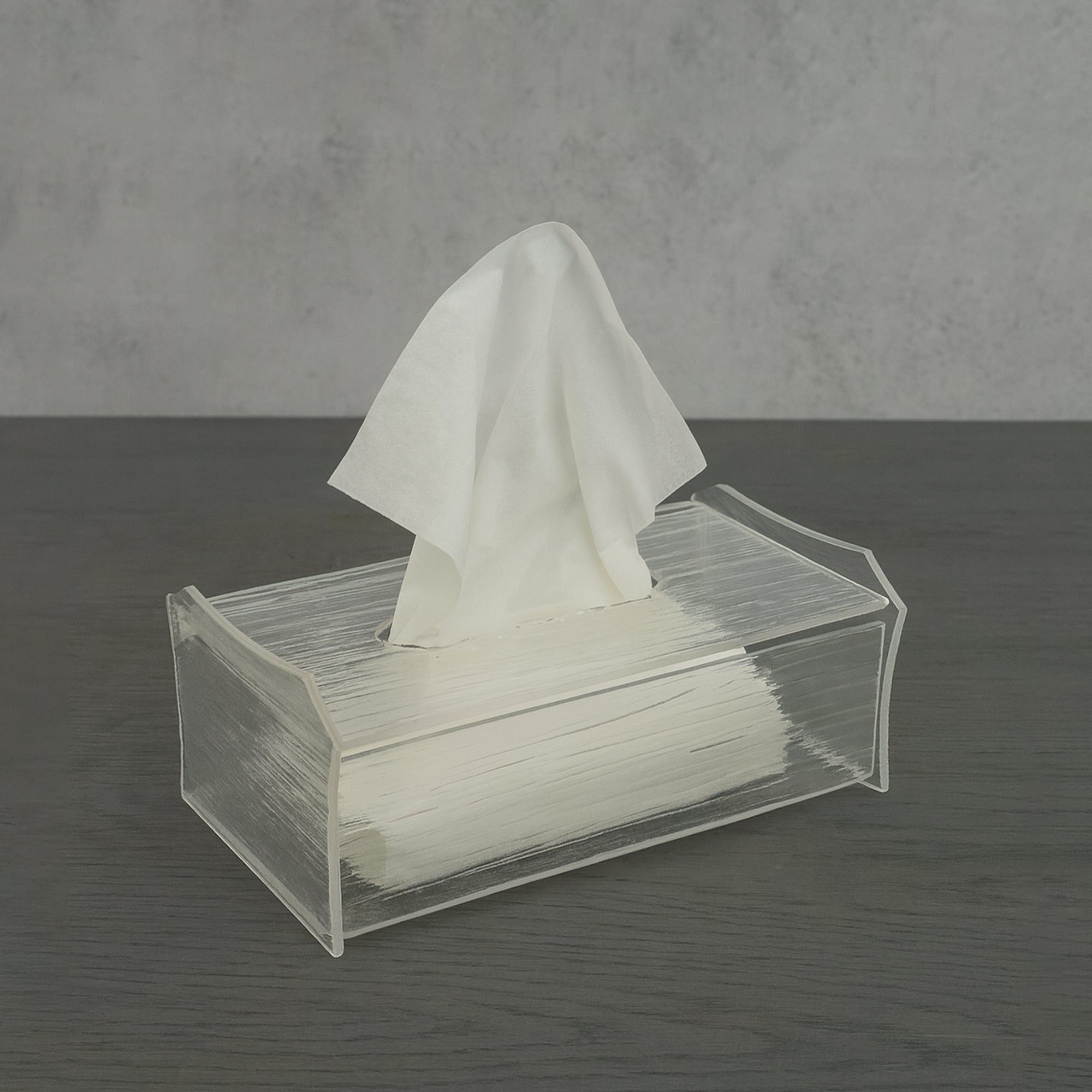 HS-55087 Acrylic Clear Tissue Box – 25.5 × 14.6 × 7 cm – Textured Transparent Design