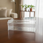 HS-55087 Acrylic Clear Tissue Box – 25.5 × 14.6 × 7 cm – Textured Transparent Design