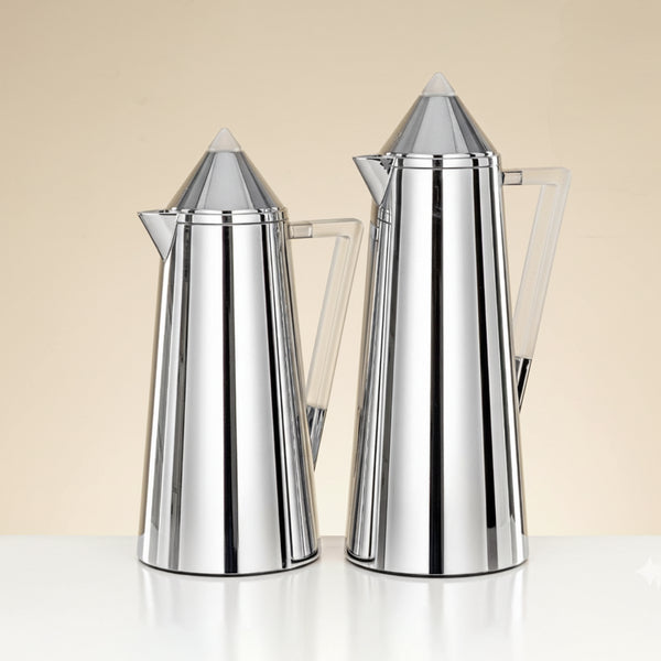 FG818 Vacuum Flask – 2-Piece Set – 1 L & 0.7 L – Silver with Frosted Accents
