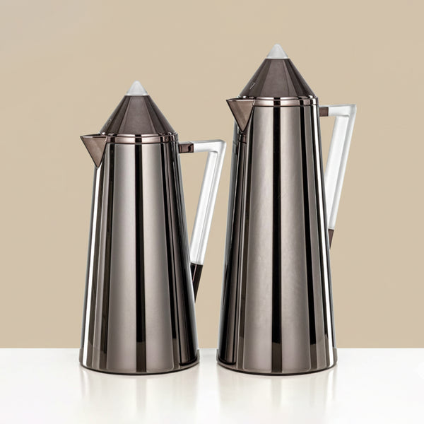 FG818 Vacuum Flask – 2-Piece Set – 1 L & 0.7 L – Gun Black with Frosted Silver Accents