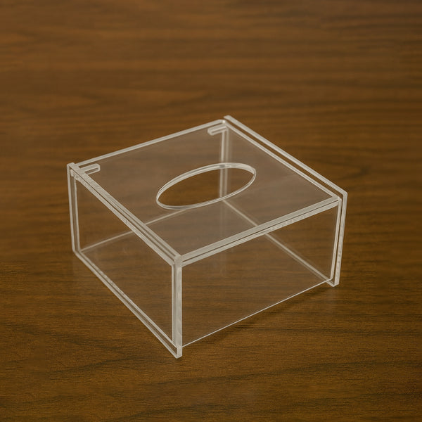 HS-55043 Acrylic Tissue Box – Clear Design – 13.7 × 14.5 × 7.6 cm