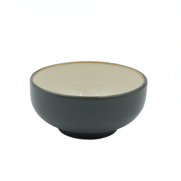 99582-03 – Ceramic Bowl – 5 Inches – Charcoal Grey Exterior with Cream Interior