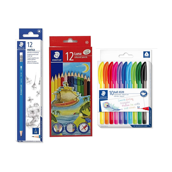 STP-PACK-218 Staedtler Set – Norica Pencil Box + Ballpoint Pens 10 Pieces + Colour Pencils 12 Colors