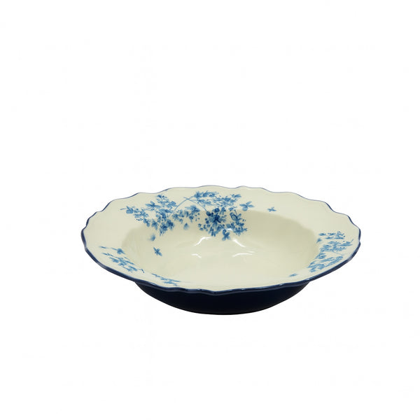 SC4064 Ceramic Soup Plate – 8.5 Inch – White with Blue Floral Design