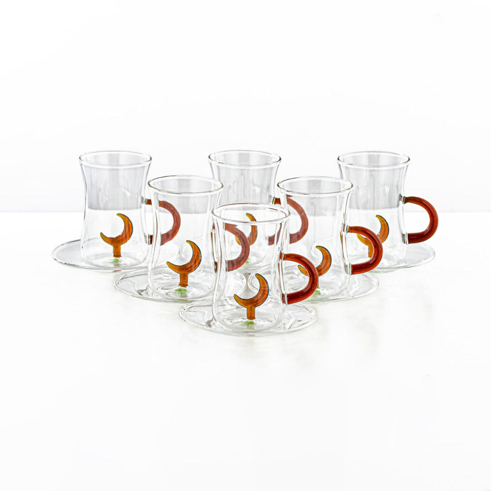 GLS0010174 Tea Cup & Saucer Set 12PC - Amber Moon