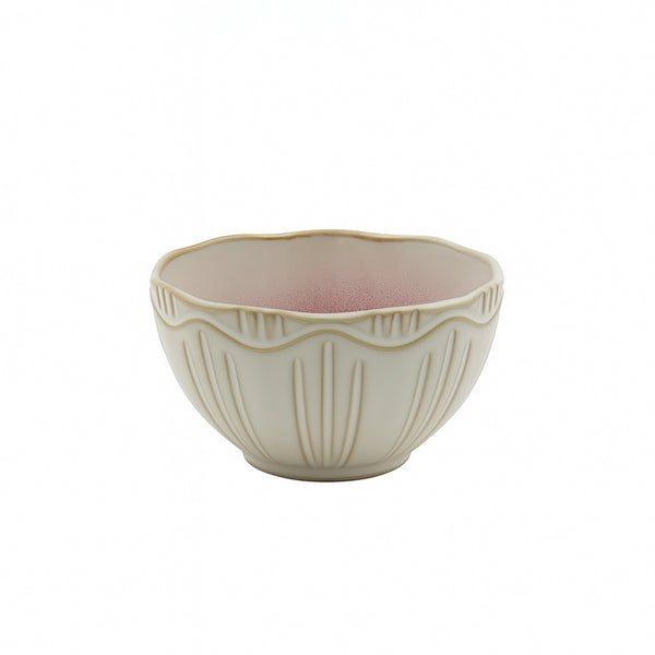99581-15 – Ceramic Bowl – 5 Inches – Ivory Exterior with Textured Design