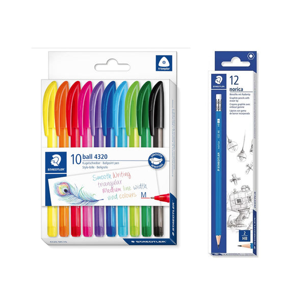 STP-PACK-224 Staedtler Set – Colour Ball Pens 10 Pieces + Norica Pencils 12 Pieces