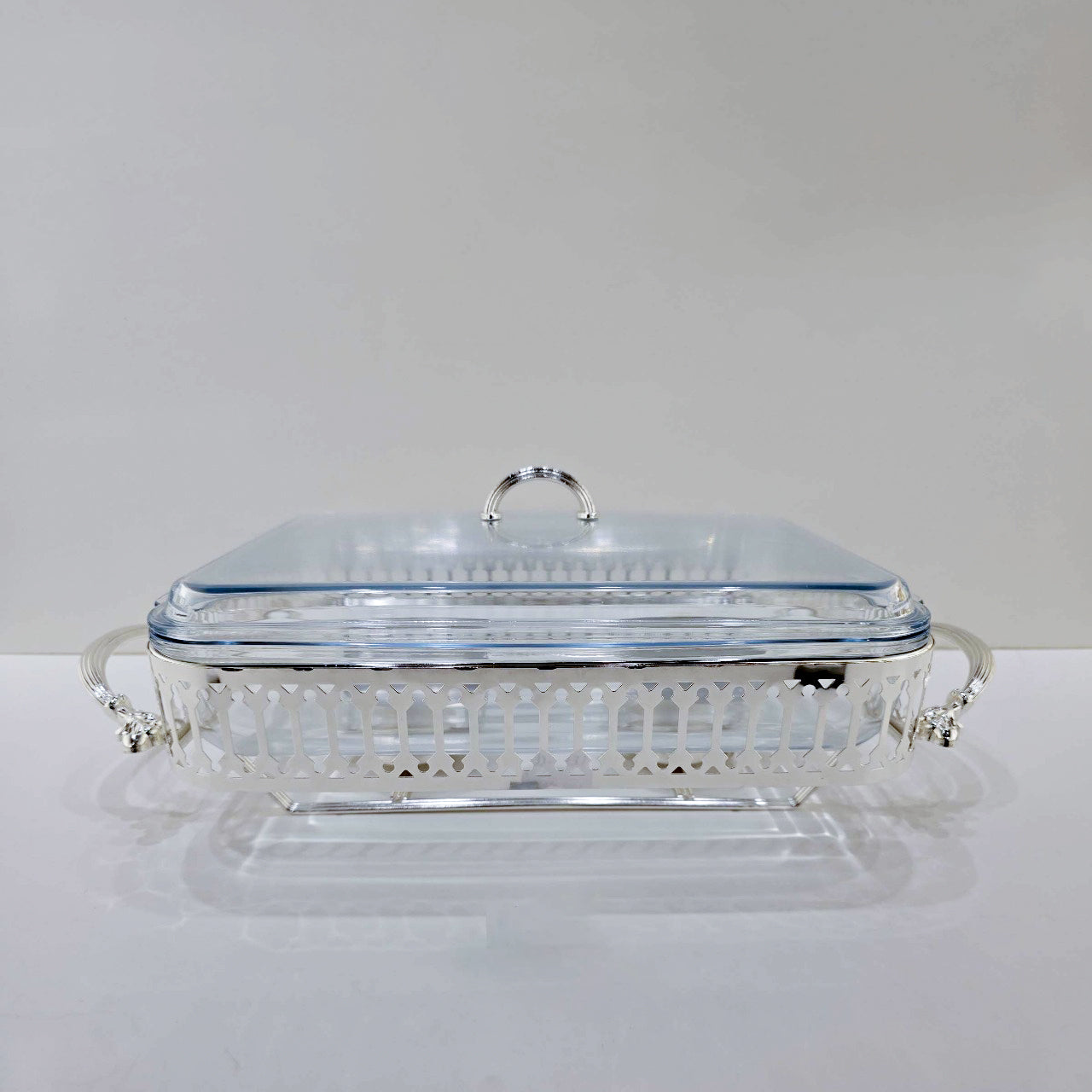 CD-7231 Glass Chafing Dish Silver