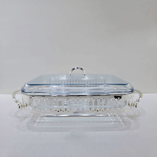 CD-7231 Glass Chafing Dish Silver