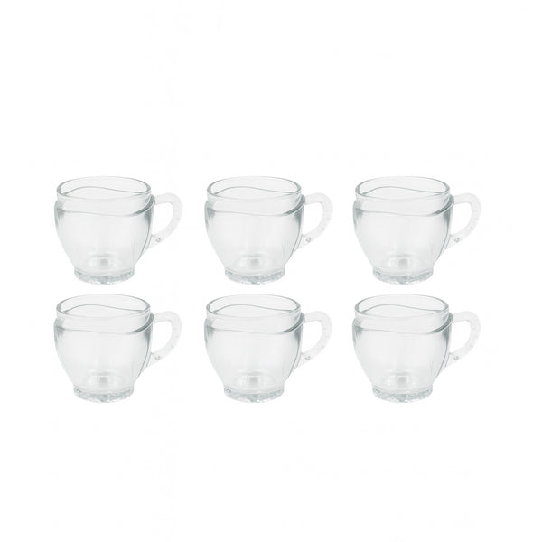288 KM Mora Glass Cup 6-Piece Set 203ml – Clear Round Design with Handle