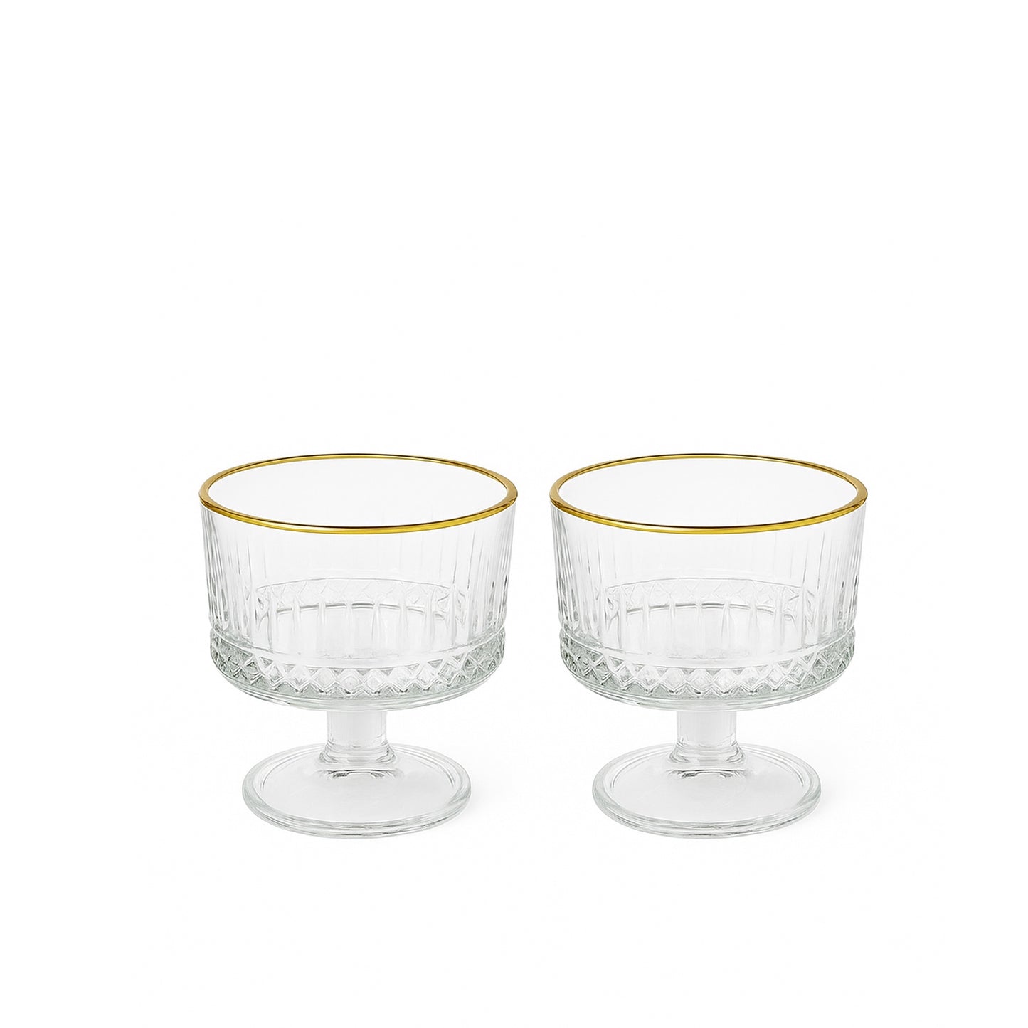 Elysia Ice Cream Cup Set – 2 Piece – 98 mm Height – Clear Glass with Golden Rim – 51749