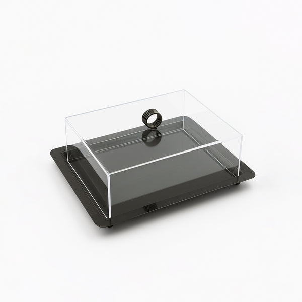 VK1002B – Acrylic Serving Tray with Lid – Black – 23cm (L) x 32cm (W) x 9cm (H)