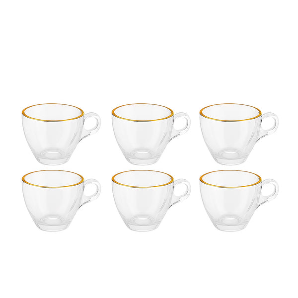 VG315W – Milk Cup 6-Piece Set with Gold Rim – 190 ml