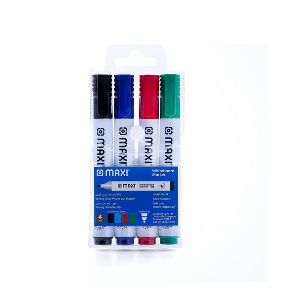 MX-600-4 Maxi Whiteboard Markers – 4 Colours – Bullet Tip