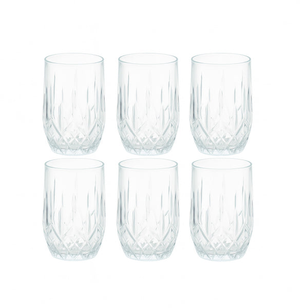 DSKB502-2C Glass Tumbler Set – 6 Pieces – 450ml Premium Crystal-Cut Drinking Glasses