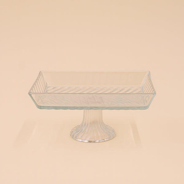 1048-17 – Glass Tray with Leg  – Rectangular Pedestal Stand