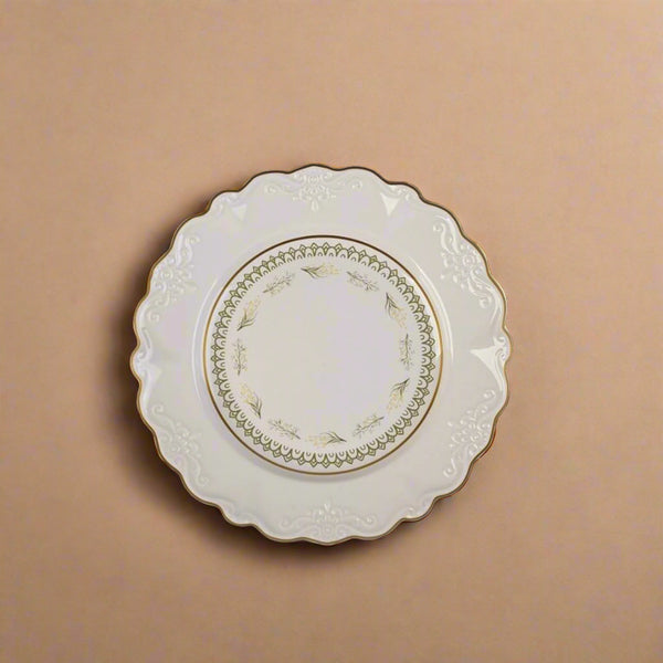 Ceramic Plate – 8.5 Inches Floral Motif & Gold Line – SC3942