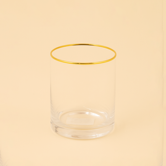 SJ133 – Drinking Glass with Gold Rim – 8cm (D) x 10cm (H)