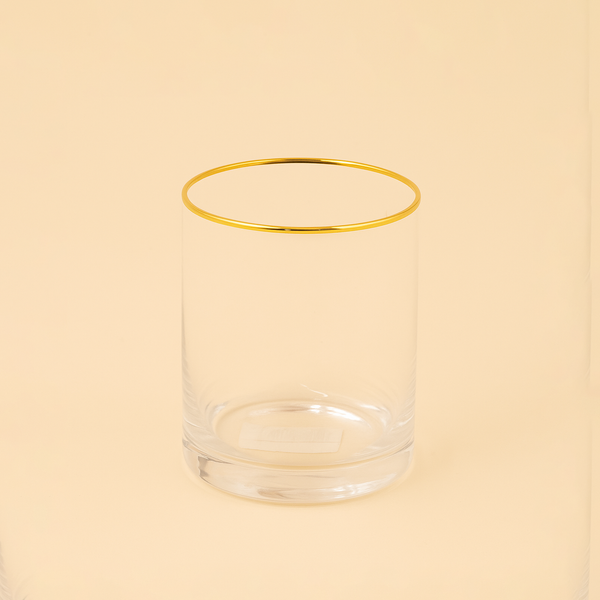SJ133 – Drinking Glass with Gold Rim – 8cm (D) x 10cm (H)