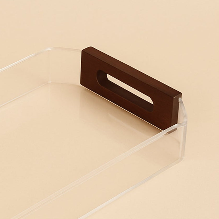 Acrylic Serving Tray with Wooden Handles – 40 cm (W) x 27 cm (L) – CD-7515