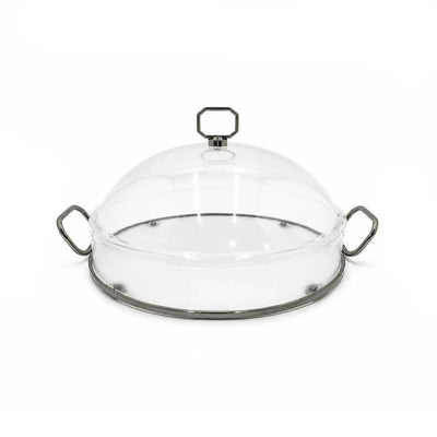 CD-7698 Round Serving Tray with Clear Dome Lid – 31 cm – Clear Lid with Nickel Handle