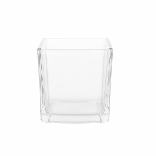 HUD25330 Glass Flower Vase – 5cm  – Clear Square Design