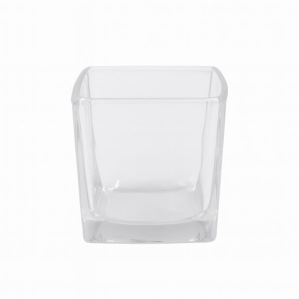 HUD25332 Glass Flower Vase – 8cm – Clear Square Design