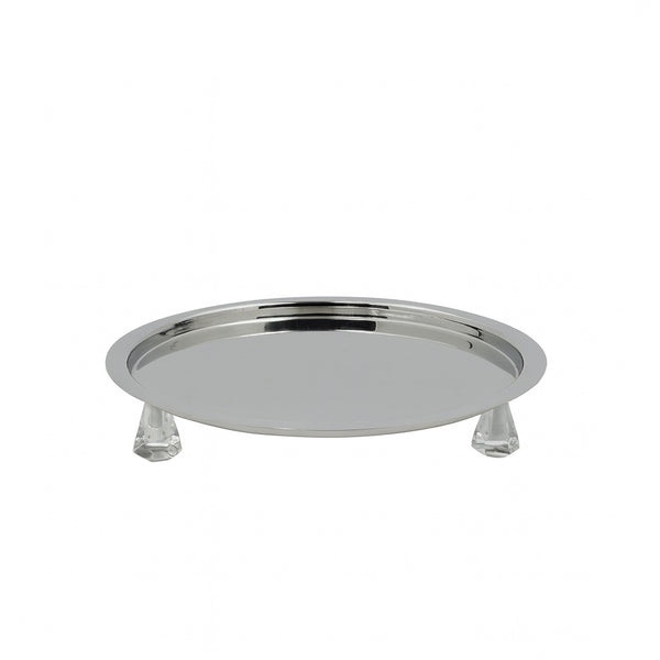 SBTC277 Steel Platter with Stand –  Serving Tray with Crystal Base
