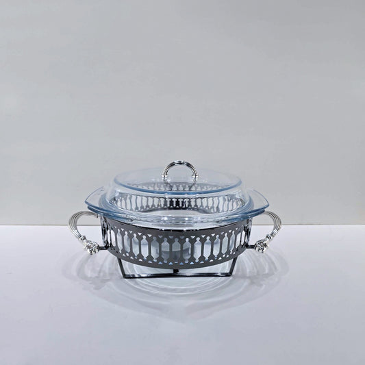 CD-7240 Glass Chafing Dish Silver Black