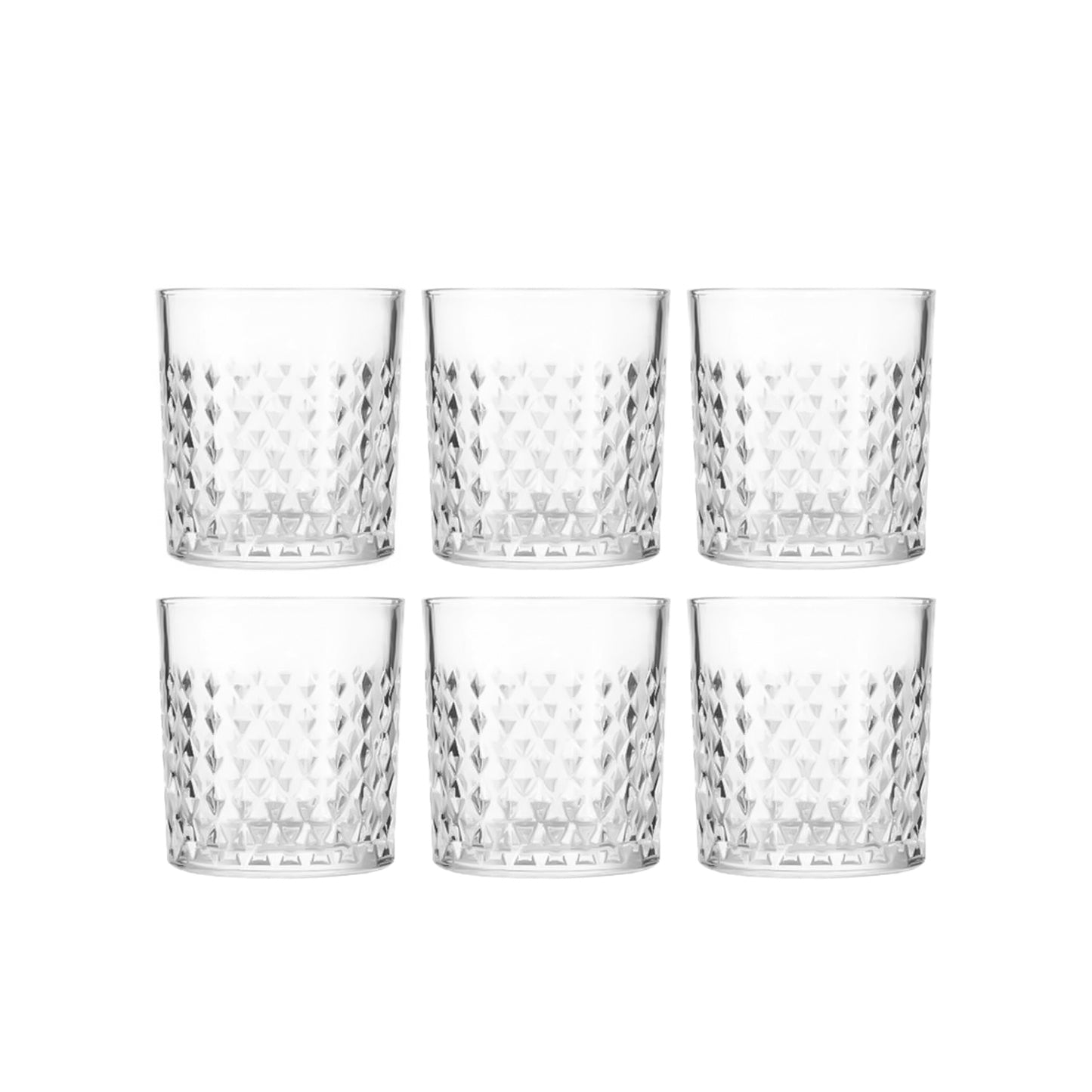 Drinking Glass Set – 6-Piece – 340 ml – Modern Diamond-Cut Design – KB036-2A