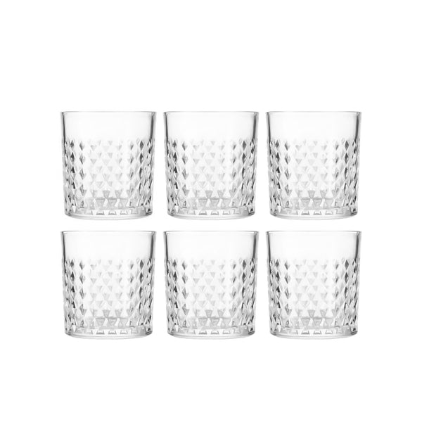 Drinking Glass Set – 6-Piece – 340 ml – Modern Diamond-Cut Design – KB036-2A