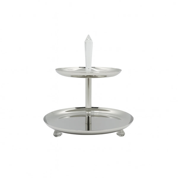 SBTC279 Steel 2-Tier Stand – Elegant Silver Finish with Handle